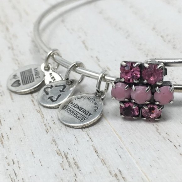 ALEX & ANI Cotton Candy Sparkler Silver Tone Bangle Swarovski - Picture 3 of 6